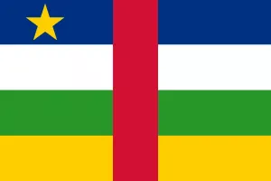 Drapeau de la Centrafrique avec une étoile jaune.